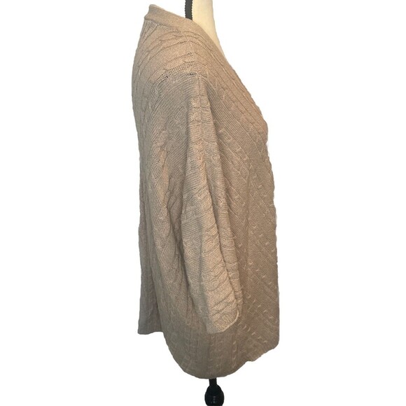 J. Jill TAN BEIGE Cable Knit Open Front Cardigan 3/4 Sleeves Petite XL - Picture 5 of 10